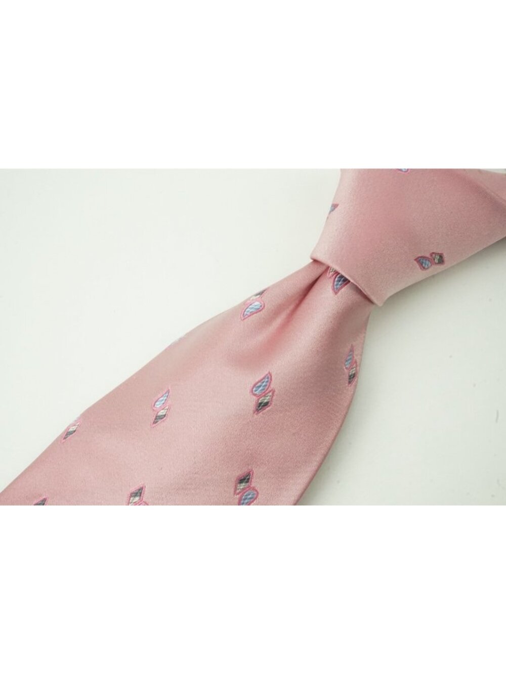 Mariano Rubinacci Bubblegum Pink Blue Geometric Silk Tie BRAND NEW